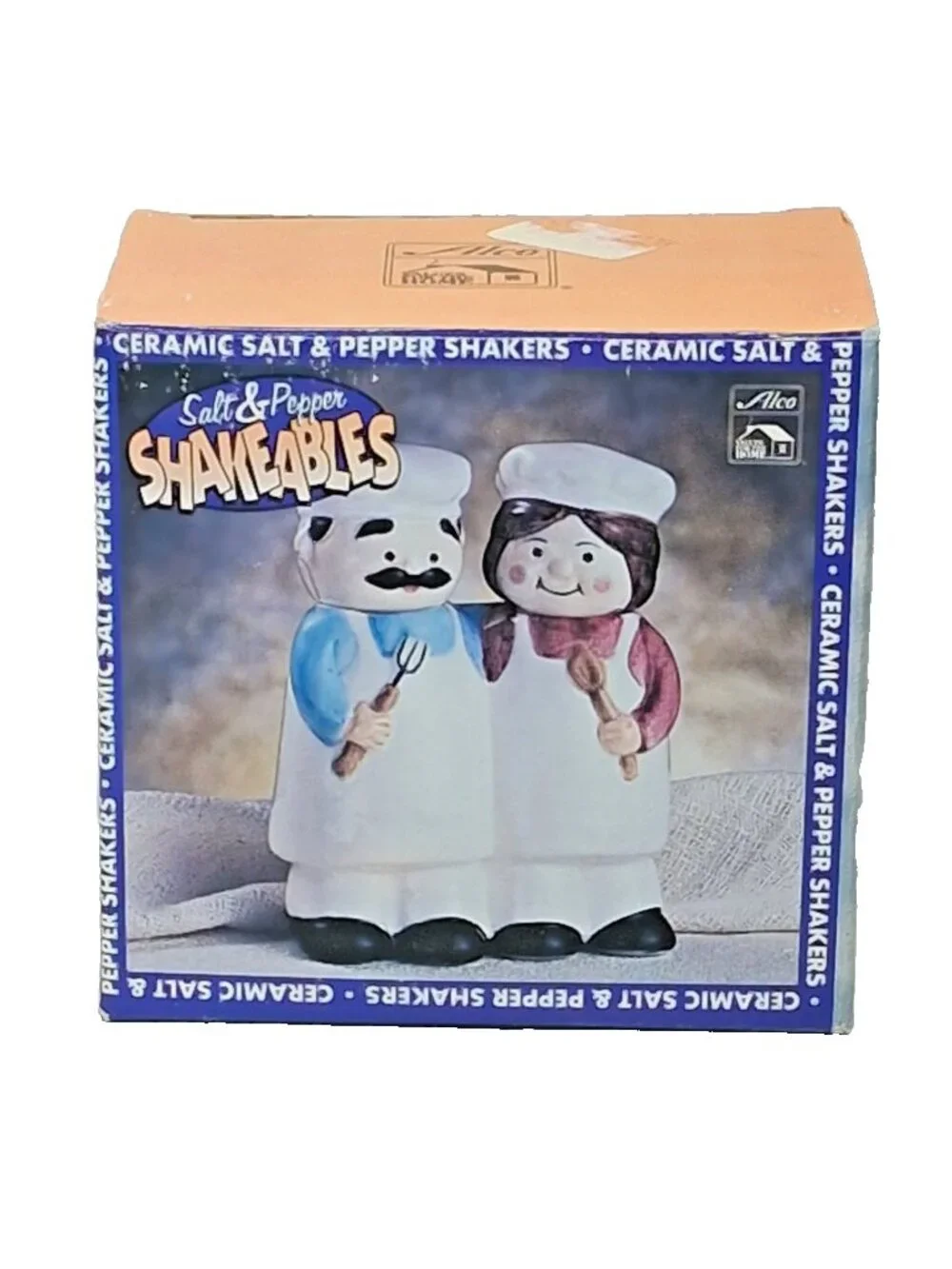Alco Shakeables Chef And Baker Salt And Pepper Head Shakers NIB 5